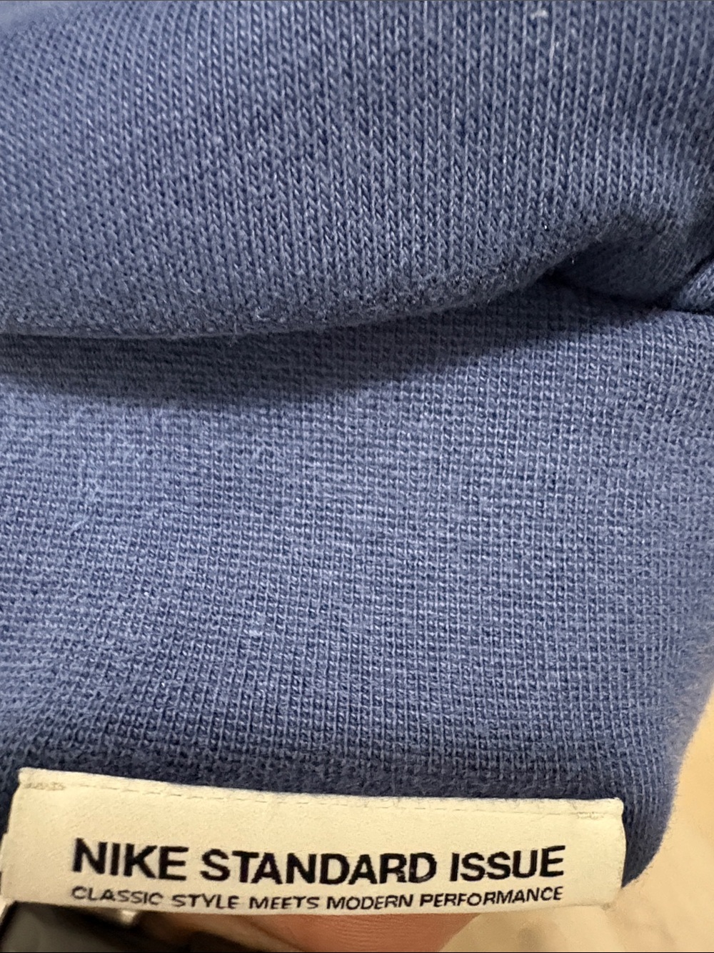 Nike Standard Issue Navy Blue Hooded Pullover with White Drawcords and Zip Pocke - Picture 3 of 4